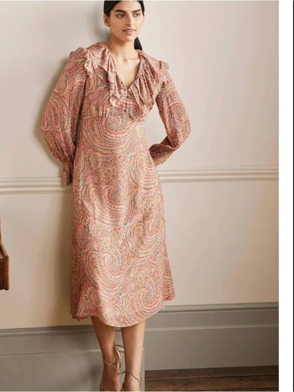 Boden romantic floral ruffle midi dress